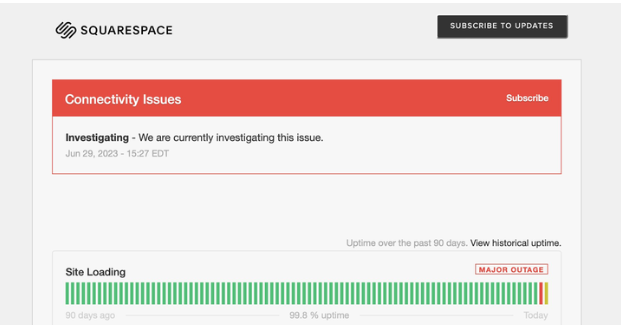 Check the Squarespace Status Page