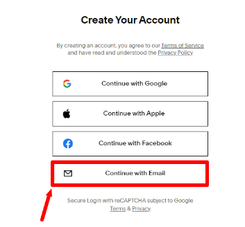 Continue With Email Option