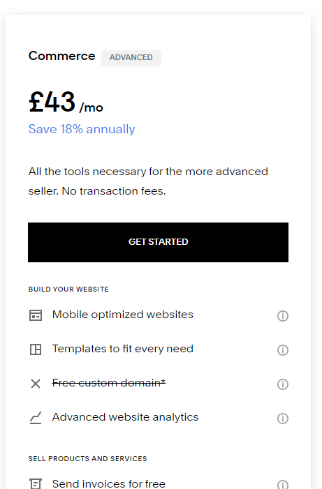 Squarespace Commerce Advanced Plan