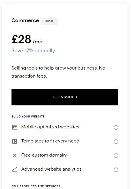 Squarespace Commerce Basic Plan
