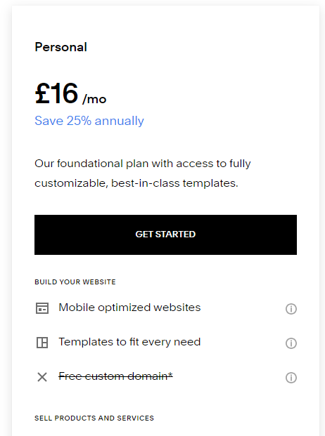 Squarespace Personal Plan